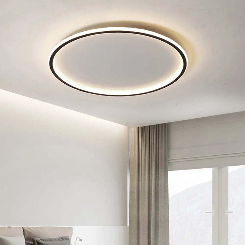 DecorBites™ DecorBites™ Nordic Style LED Disc Ceiling Light - Aluminum Black Flush Lamp, Remote Control Dimming - 16"/19.5"/23.5" Wide, Warm/White Light