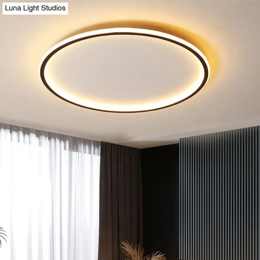DecorBites™ DecorBites™ Nordic Style LED Disc Ceiling Light - Aluminum Black Flush Lamp, Remote Control Dimming - 16"/19.5"/23.5" Wide, Warm/White Light