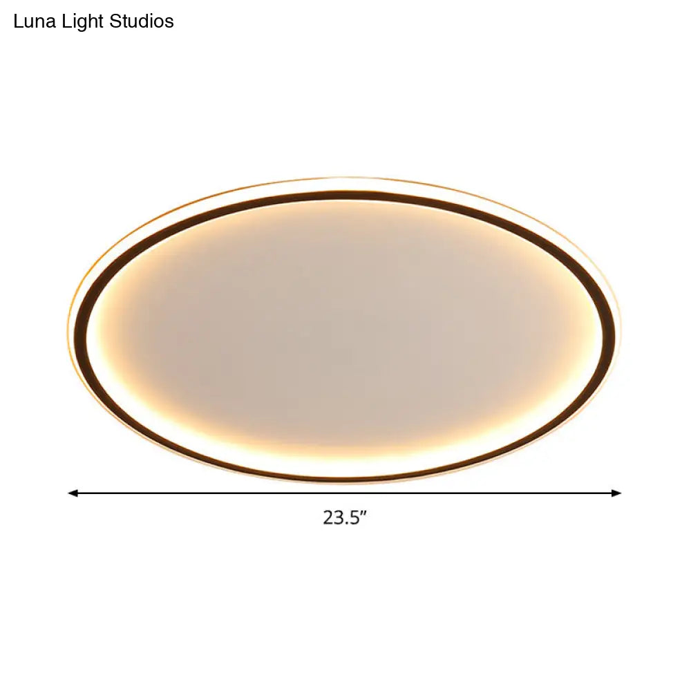 DecorBites™ DecorBites™ Nordic Style LED Disc Ceiling Light - Aluminum Black Flush Lamp, Remote Control Dimming - 16"/19.5"/23.5" Wide, Warm/White Light