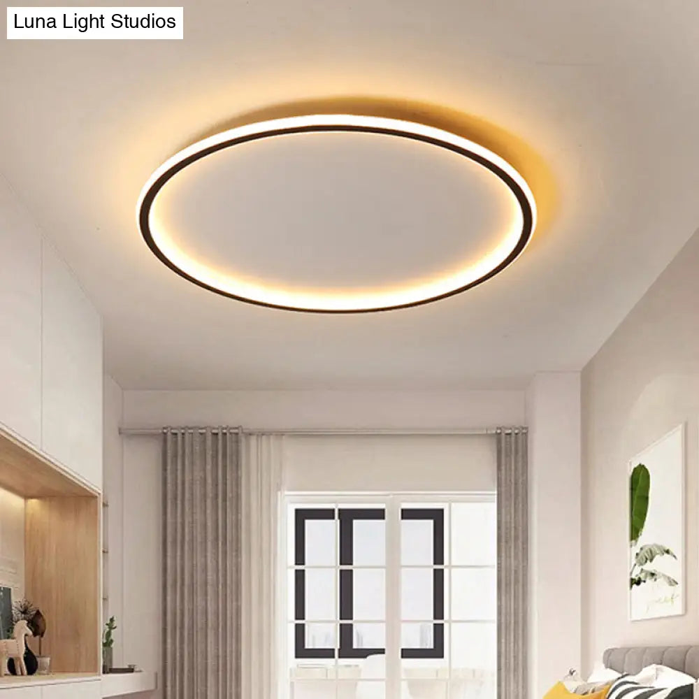 DecorBites™ DecorBites™ Nordic Style LED Disc Ceiling Light - Aluminum Black Flush Lamp, Remote Control Dimming - 16"/19.5"/23.5" Wide, Warm/White Light