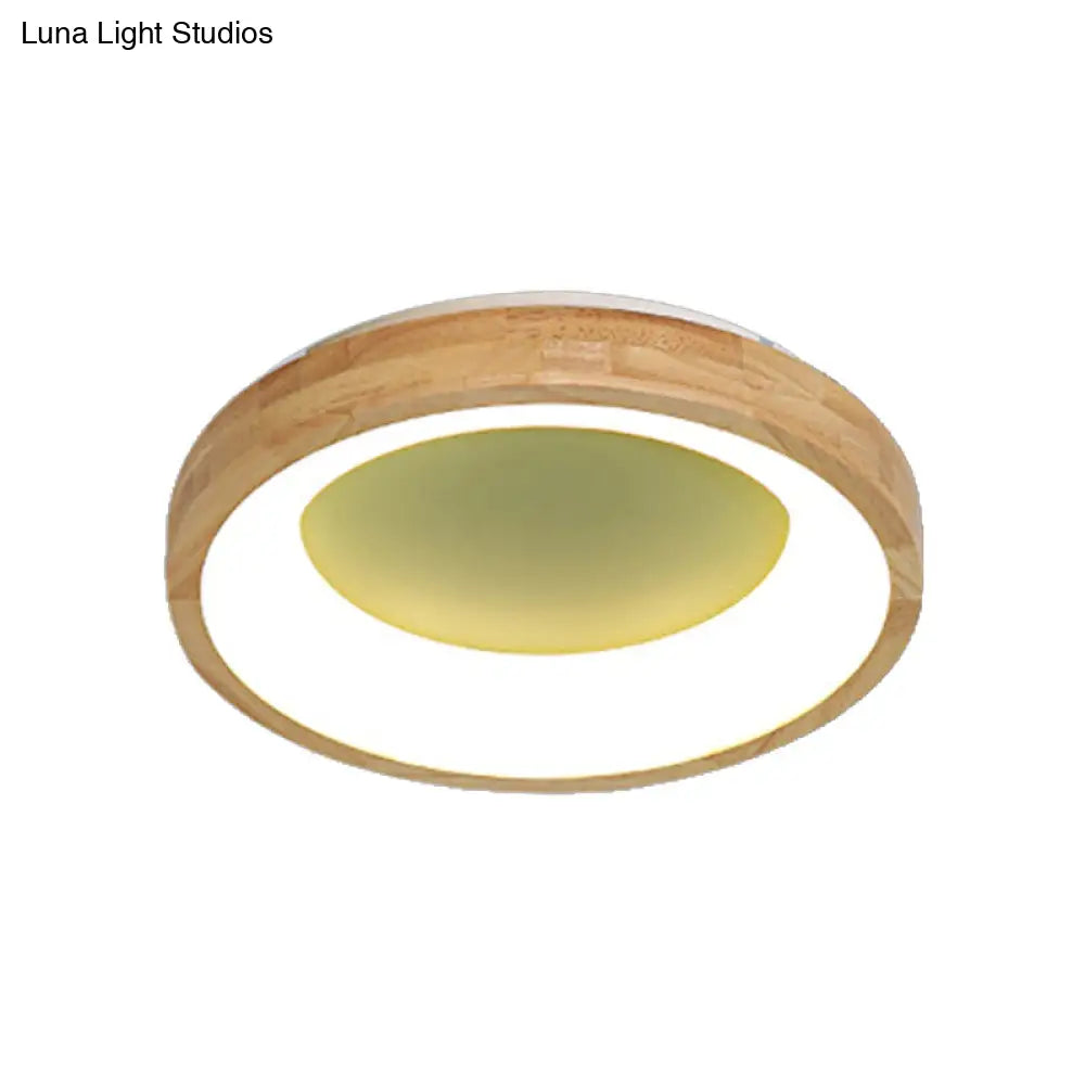 DecorBites™ DecorBites™ Nordic Style LED Flushmount Ceiling Light - Green/Blue, Wood Circular Design - 12"/16"/19.5" Width