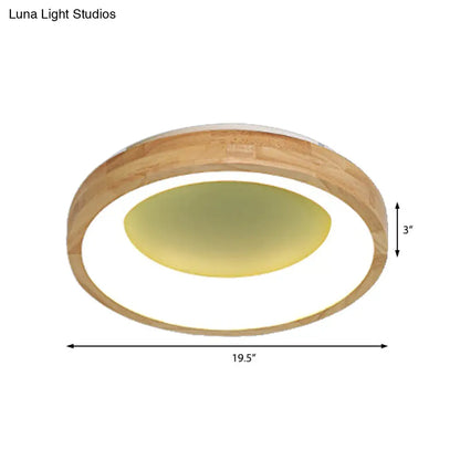 DecorBites™ DecorBites™ Nordic Style LED Flushmount Ceiling Light - Green/Blue, Wood Circular Design - 12"/16"/19.5" Width