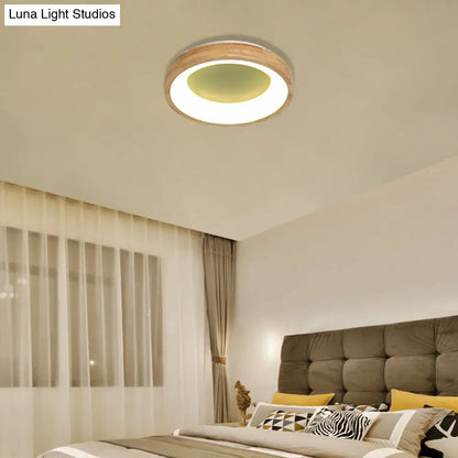 DecorBites™ DecorBites™ Nordic Style LED Flushmount Ceiling Light - Green/Blue, Wood Circular Design - 12"/16"/19.5" Width