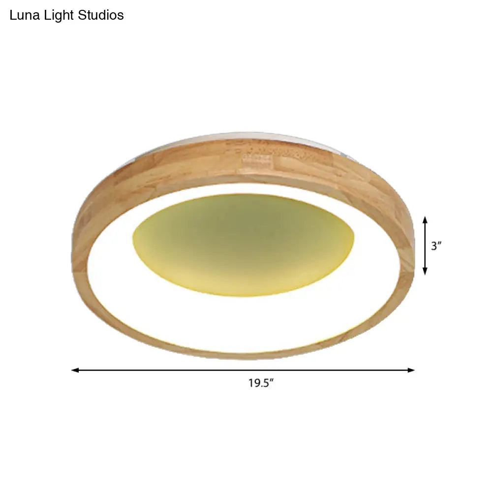 DecorBites™ DecorBites™ Nordic Style LED Flushmount Ceiling Light - Green/Blue, Wood Circular Design - 12"/16"/19.5" Width