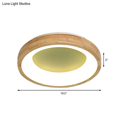 DecorBites™ DecorBites™ Nordic Style LED Flushmount Ceiling Light - Green/Blue, Wood Circular Design - 12"/16"/19.5" Width
