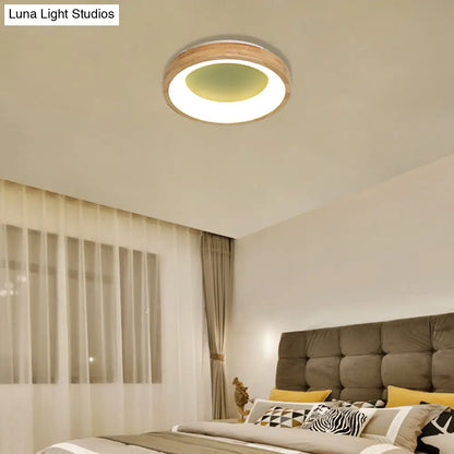 DecorBites™ DecorBites™ Nordic Style LED Flushmount Ceiling Light - Green/Blue, Wood Circular Design - 12"/16"/19.5" Width