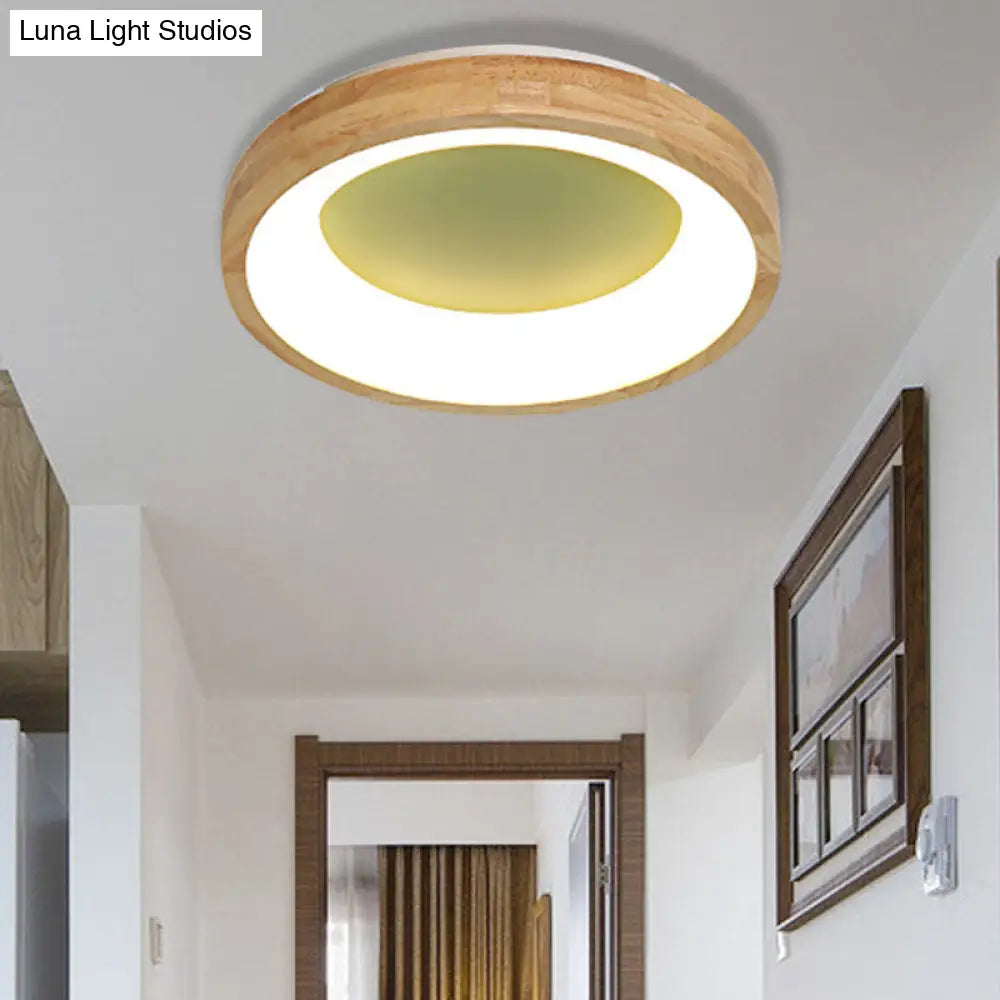 DecorBites™ DecorBites™ Nordic Style LED Flushmount Ceiling Light - Green/Blue, Wood Circular Design - 12"/16"/19.5" Width