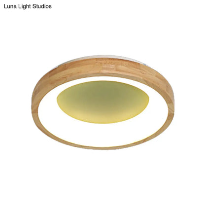 DecorBites™ DecorBites™ Nordic Style LED Flushmount Ceiling Light - Green/Blue, Wood Circular Design - 12"/16"/19.5" Width