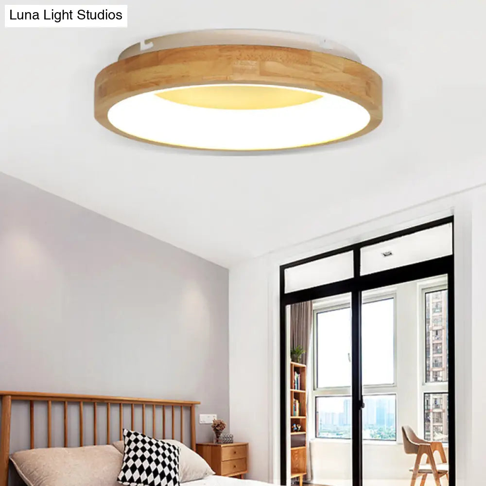 DecorBites™ DecorBites™ Nordic Style LED Flushmount Ceiling Light - Green/Blue, Wood Circular Design - 12"/16"/19.5" Width