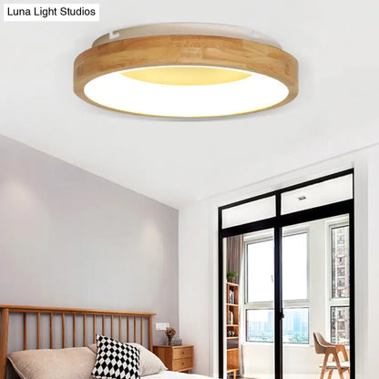 DecorBites™ DecorBites™ Nordic Style LED Flushmount Ceiling Light - Green/Blue, Wood Circular Design - 12"/16"/19.5" Width