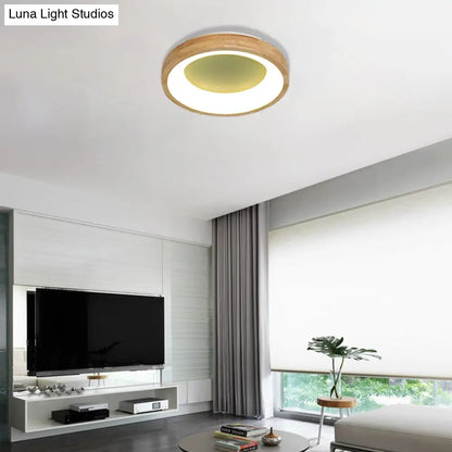 DecorBites™ DecorBites™ Nordic Style LED Flushmount Ceiling Light - Green/Blue, Wood Circular Design - 12"/16"/19.5" Width