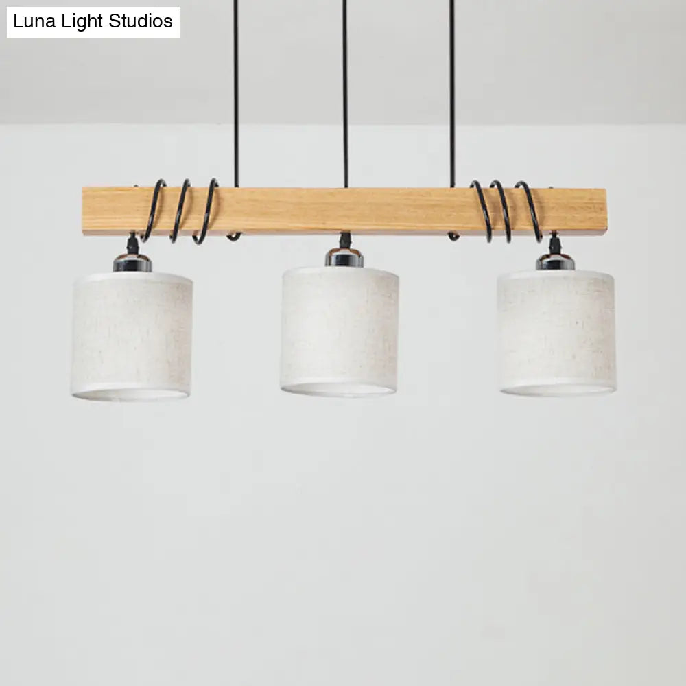 Lámpara colgante LED de estilo nórdico DecorBites™: Lámpara de techo cilíndrica para comedor e isla en tela de madera