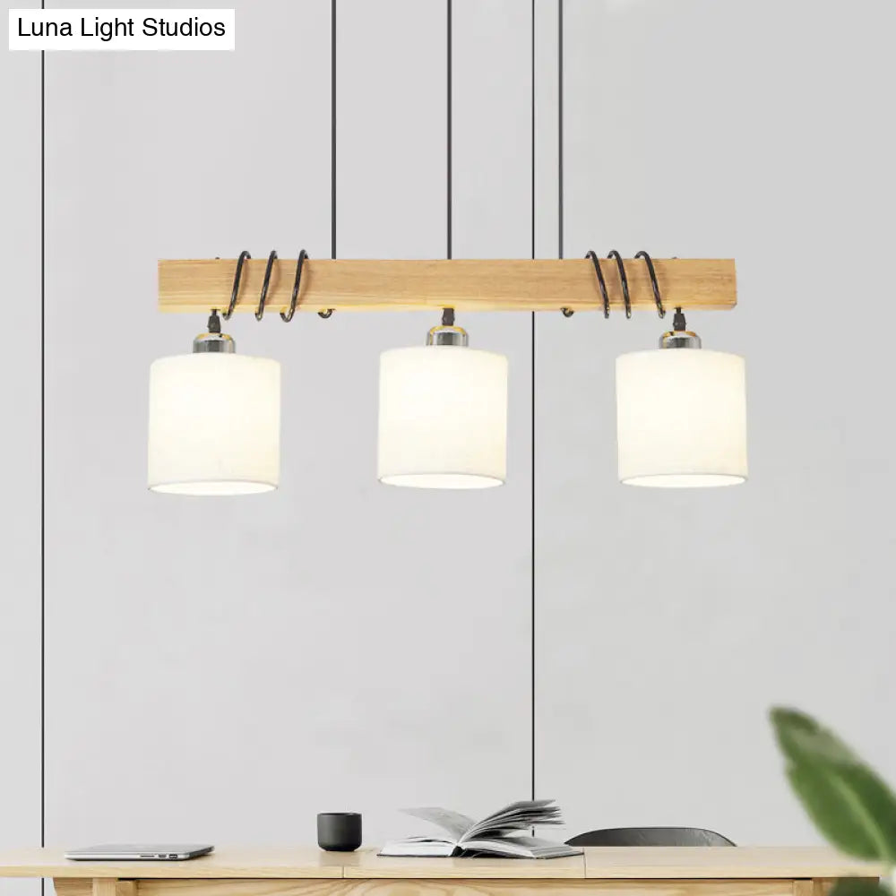 Lámpara colgante LED de estilo nórdico DecorBites™: Lámpara de techo cilíndrica para comedor e isla en tela de madera