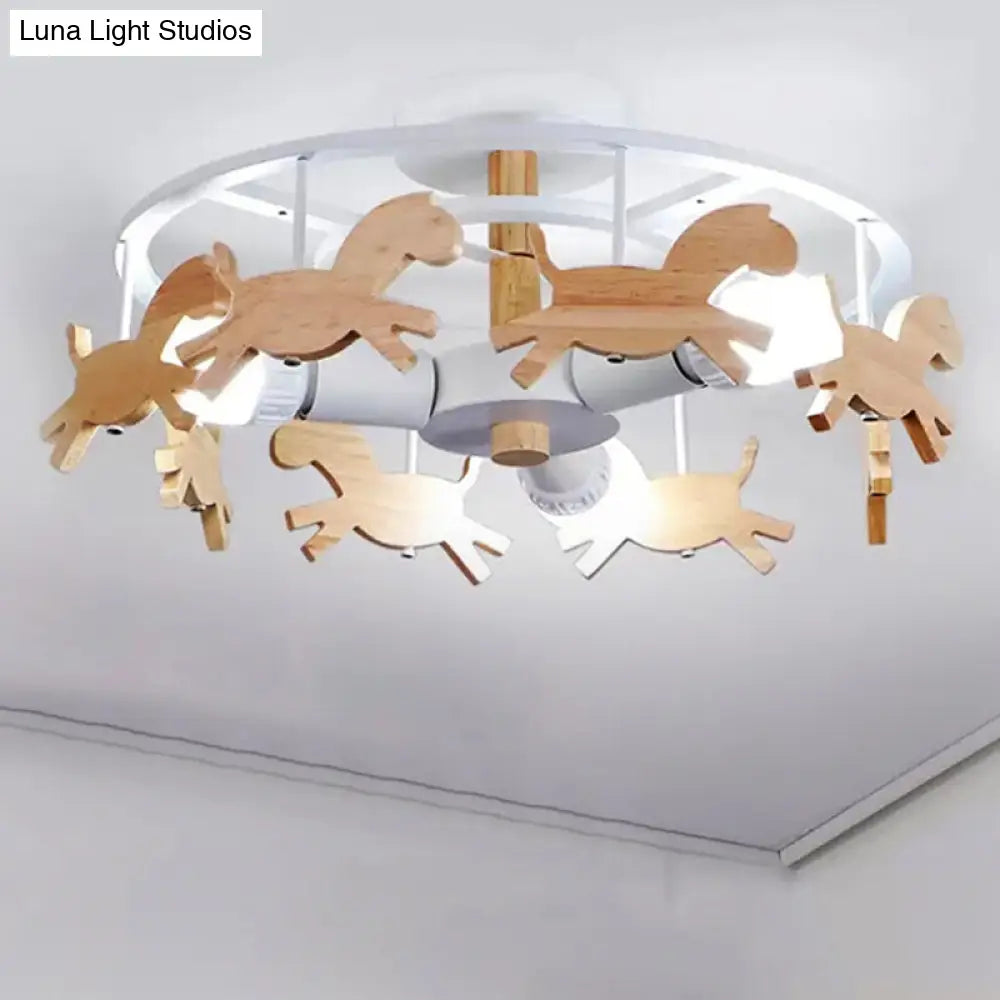 DecorBites™ DecorBites™ Nordic Style Merry-go-round Ceiling Light - 3-Light Metal Flush Lamp for Living Room