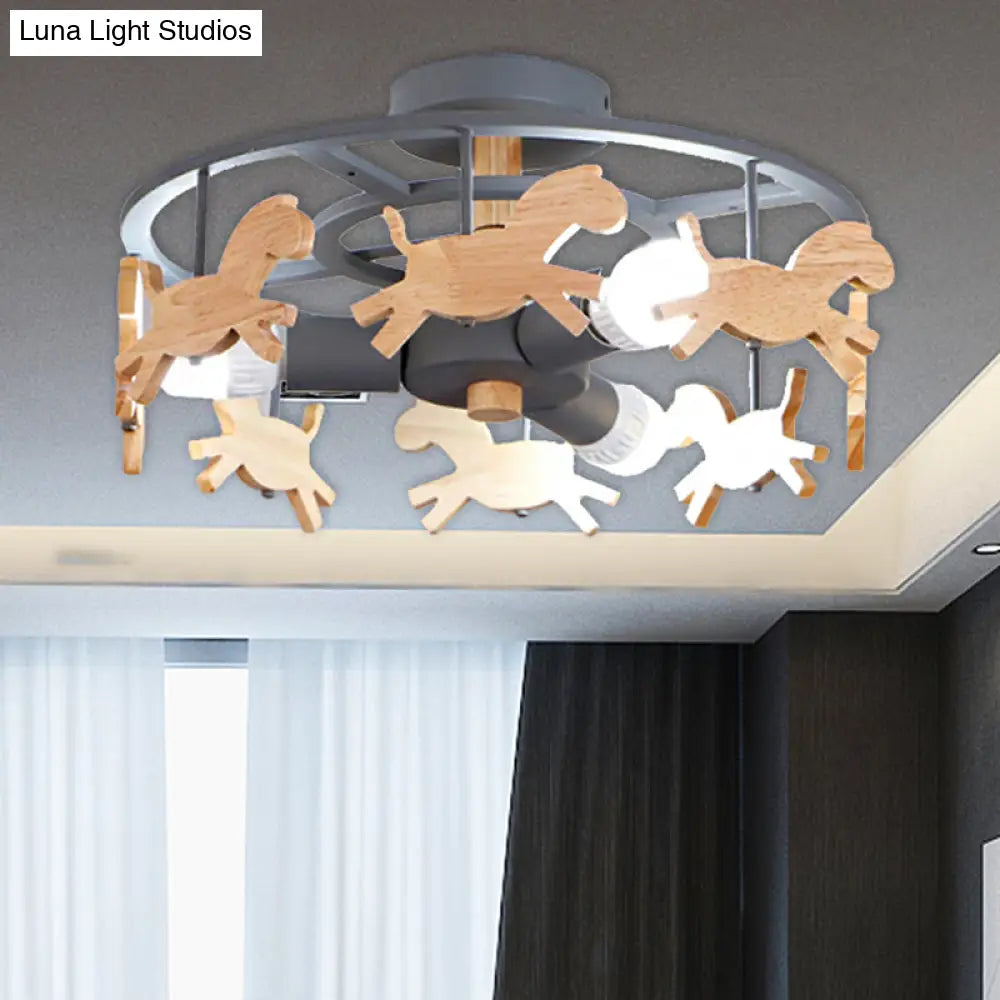 DecorBites™ DecorBites™ Nordic Style Merry-go-round Ceiling Light - 3-Light Metal Flush Lamp for Living Room