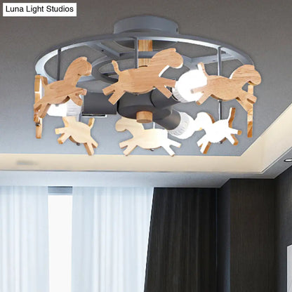 DecorBites™ DecorBites™ Nordic Style Merry-go-round Ceiling Light - 3-Light Metal Flush Lamp for Living Room