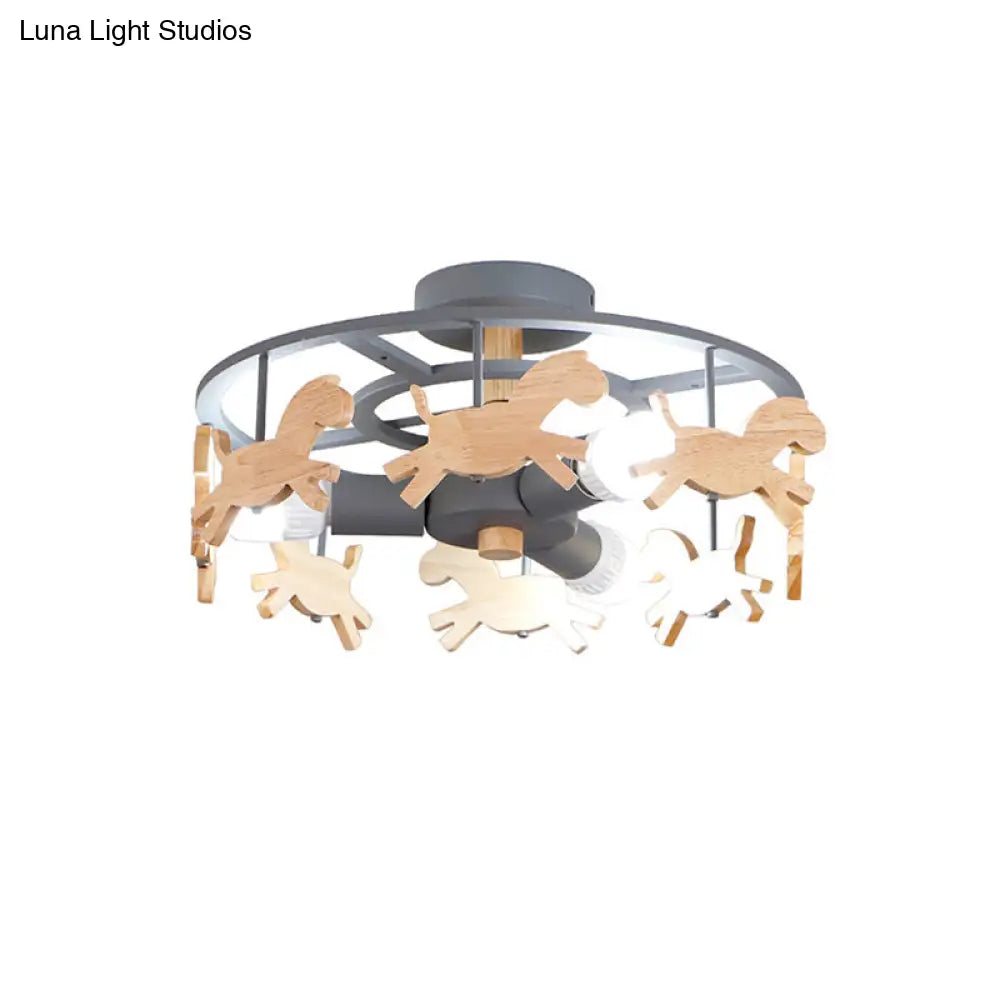 DecorBites™ DecorBites™ Nordic Style Merry-go-round Ceiling Light - 3-Light Metal Flush Lamp for Living Room