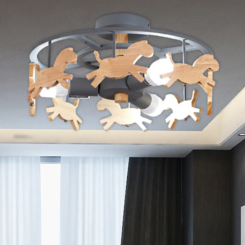 DecorBites™ DecorBites™ Nordic Style Merry-go-round Ceiling Light - 3-Light Metal Flush Lamp for Living Room