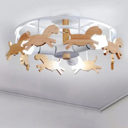 DecorBites™ DecorBites™ Nordic Style Merry-go-round Ceiling Light - 3-Light Metal Flush Lamp for Living Room