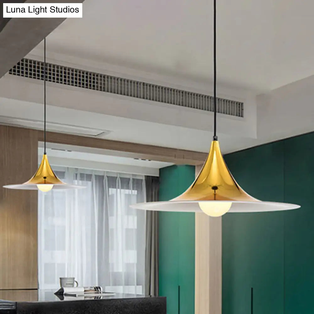 Nordic Style Metal Flared Suspension Light - 1 Light, Black/White/Gold - Hanging Ceiling Light