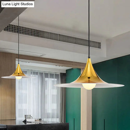 Nordic Style Metal Flared Suspension Light - 1 Light, Black/White/Gold - Hanging Ceiling Light