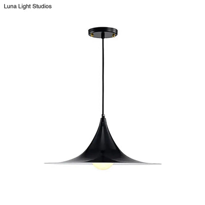 Nordic Style Metal Flared Suspension Light - 1 Light, Black/White/Gold - Hanging Ceiling Light