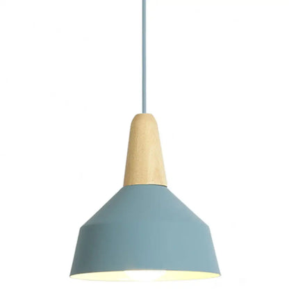 Nordic Style Metal Hanging Pendant Lamp with Wooden Top - Ideal for Restaurants