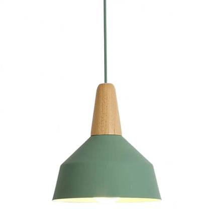 Nordic Style Metal Hanging Pendant Lamp with Wooden Top - Ideal for Restaurants