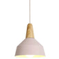 Nordic Style Metal Hanging Pendant Lamp with Wooden Top - Ideal for Restaurants