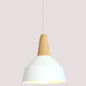 Nordic Style Metal Hanging Pendant Lamp with Wooden Top - Ideal for Restaurants