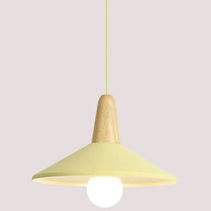 Nordic Style Metal Hanging Pendant Lamp with Wooden Top - Ideal for Restaurants