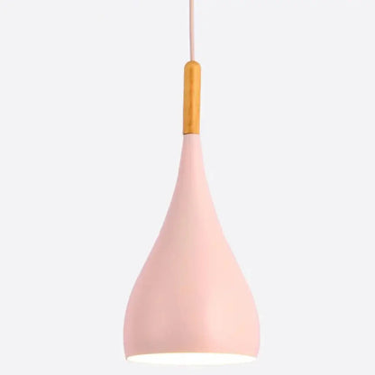 Nordic Style Metal Teardrop Hanging Light with Wooden Top - 1 Light Pendant Lamp for Restaurants