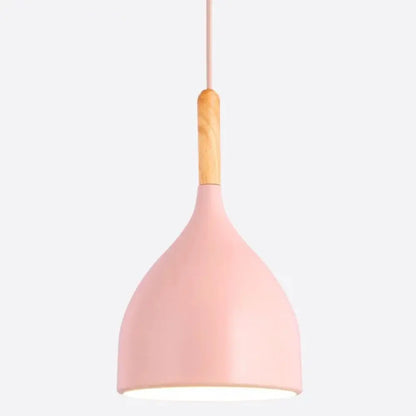 Nordic Style Metal Teardrop Hanging Light with Wooden Top - 1 Light Pendant Lamp for Restaurants