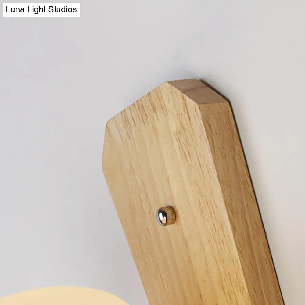 DecorBites™ DecorBites™ Nordic Style Milk Glass Mini Wall Light for Bedroom, Wood Mount Indoor Lighting - 1 Light