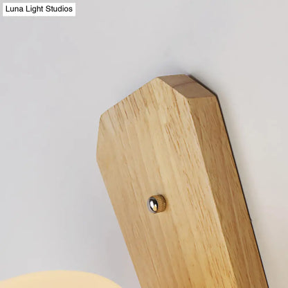 DecorBites™ DecorBites™ Nordic Style Milk Glass Mini Wall Light for Bedroom, Wood Mount Indoor Lighting - 1 Light