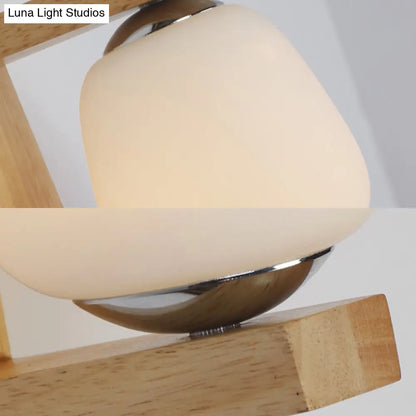 DecorBites™ DecorBites™ Nordic Style Milk Glass Mini Wall Light for Bedroom, Wood Mount Indoor Lighting - 1 Light