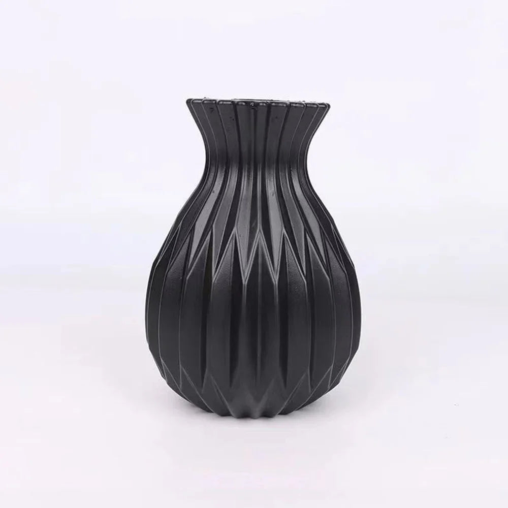 Nordic Style Plastic Flower Vase for Home Decor - black - Vase