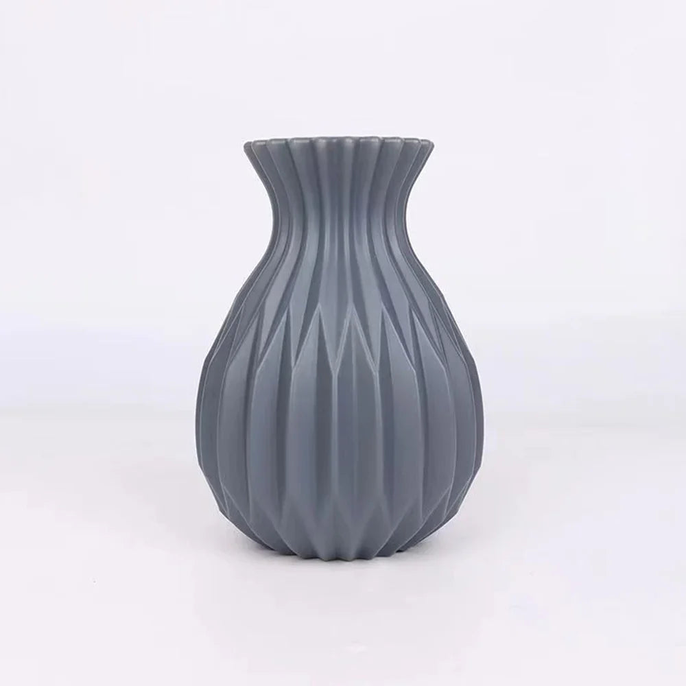 Nordic Style Plastic Flower Vase for Home Decor - grey - Vase