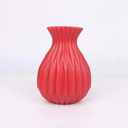 Nordic Style Plastic Flower Vase for Home Decor - Red - Vase