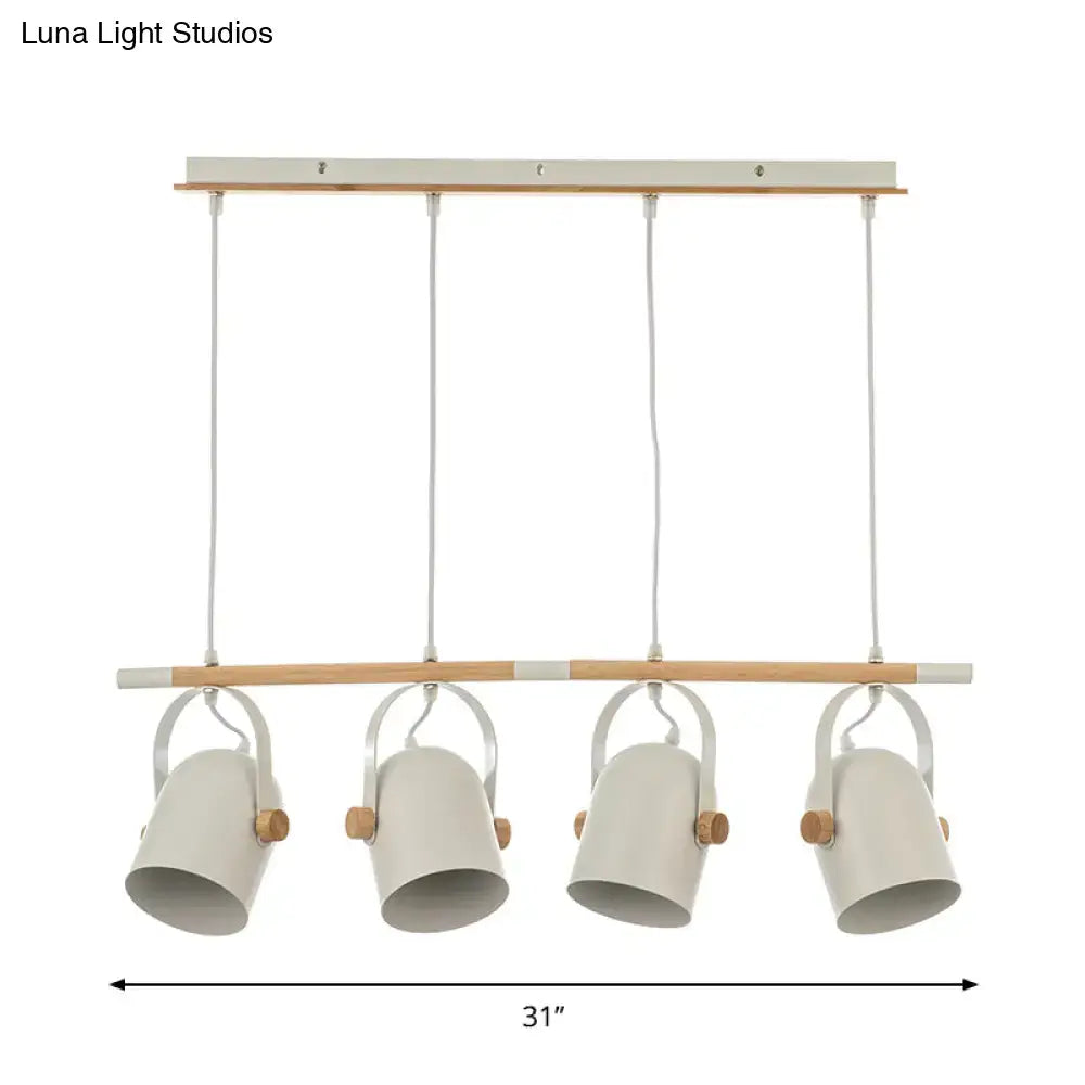Decorbites™ nordic style triple metal pendant light in white with adjustable dome shade featuring matte metal cups