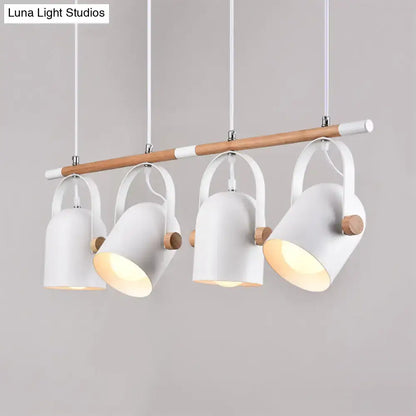 Decorbites™ nordic style white metal pendant light with wooden accents and adjustable dome shade for island lighting