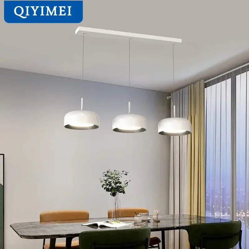 Modern white circular chandeliers in nordic style with minimalist pendant lights for dining room decorbites nordic style