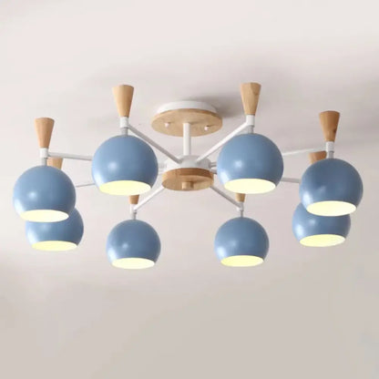 DecorBites™ DecorBites™ Nordic Style Wood and Metal Ceiling Light, 3-Light Semi Flush Mount with Orb Shade for Kids Bedroom