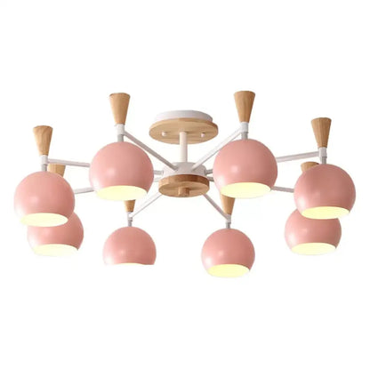 DecorBites™ DecorBites™ Nordic Style Wood and Metal Ceiling Light, 3-Light Semi Flush Mount with Orb Shade for Kids Bedroom