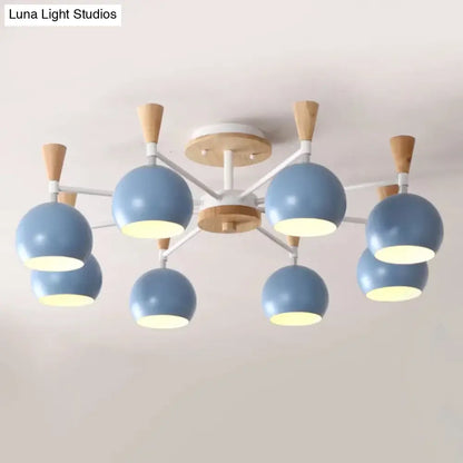 DecorBites™ DecorBites™ Nordic Style Wood and Metal Ceiling Light, 3-Light Semi Flush Mount with Orb Shade for Kids Bedroom