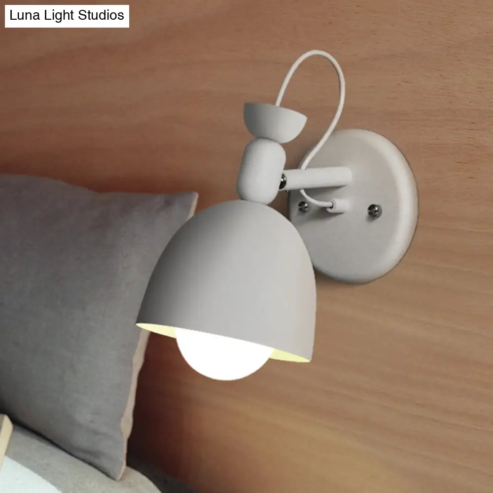 DecorBites™ DecorBites™ Nordic Stylish Dome Metal Wall Lamp with 1 Light Fixture in Black/White for Bedroom