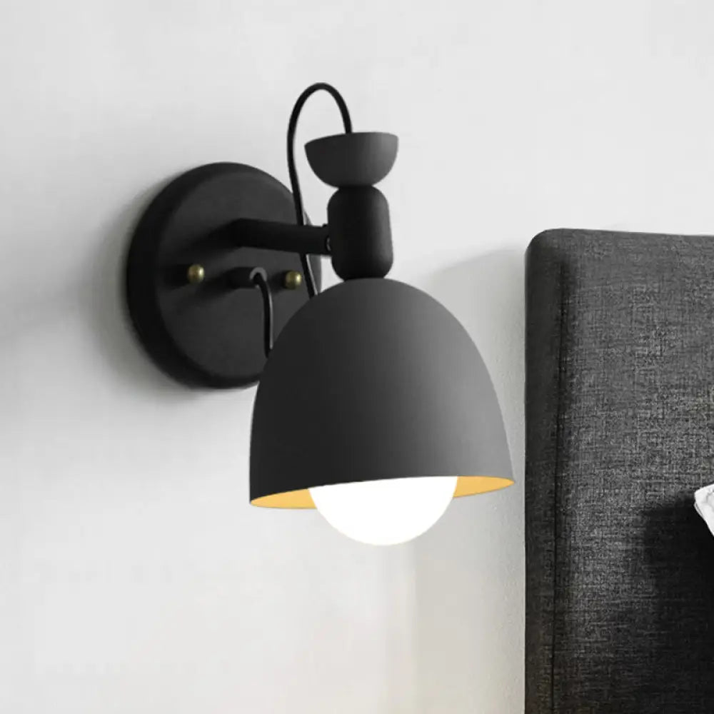 DecorBites™ DecorBites™ Nordic Stylish Dome Metal Wall Lamp with 1 Light Fixture in Black/White for Bedroom