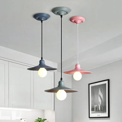 Nordic Stylish Single Light Metal Pendant Lamp with Shallow Cone Design