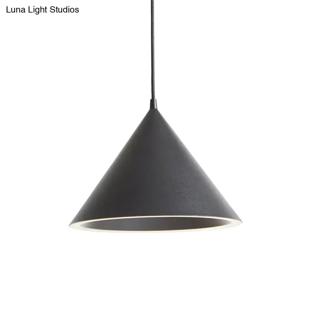 Decorbites 10/12.5 inch diameter nordic stylish matte black metal pendant light with conical shape and white inner rim hanging lamp