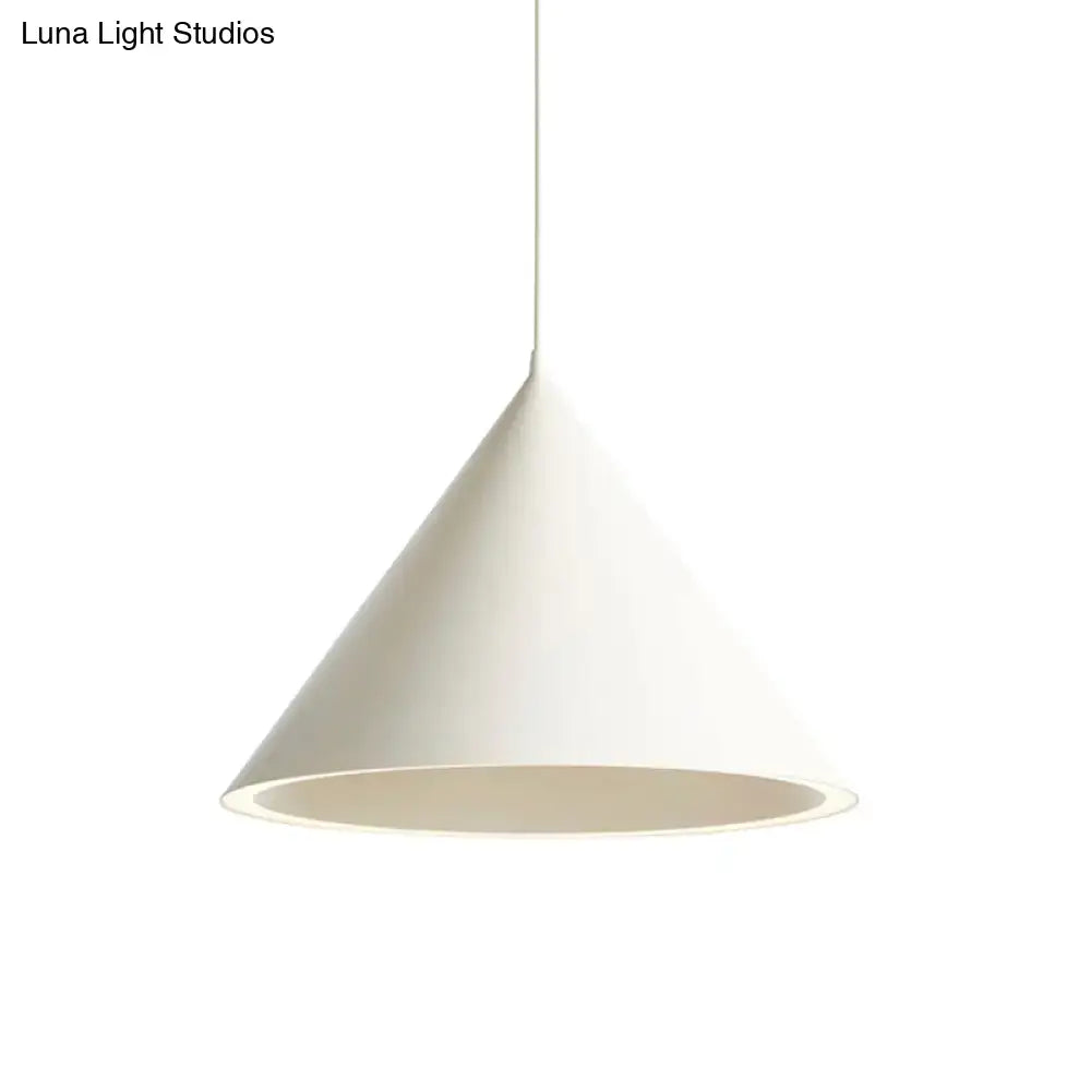Minimalist white conical pendant light with matte finish and off-white interior, nordic stylish hanging lamp decorbites™